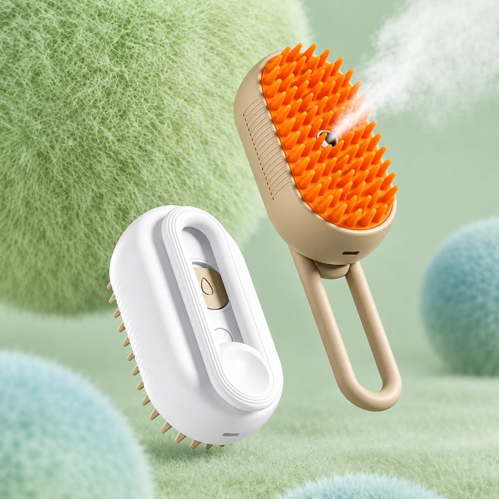 Steamy Dog Brush Electric Spray Cat Hair Brush 3 In1 Dog Steamer Brush for Massage Pet Grooming Removing Tangled and Loose Hair